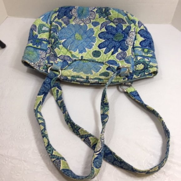 Vera Bradley Quilted Blue Green White Multi Compartments Quilted Shoulder Bag - Picture 10 of 16